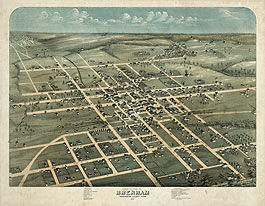 Bird's-eye view of Brenham in 1873