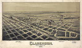 Bird's-eye view of Clarendon in 1890