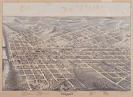 Bird's-eye view of Dallas in 1872