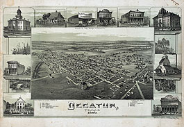Bird's-eye view of Decatur in 1890