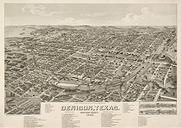 Bird's-eye view of Denison in 1886