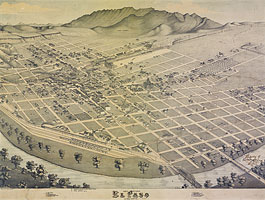 Bird's-eye view of El Paso in 1886