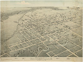 Bird's-eye view of Gainesville in 1883