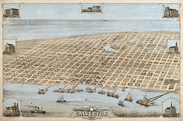 Bird's-eye view of Galveston in 1871