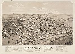 Bird's-eye view of Honey Grove in 1886