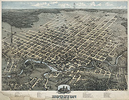 Bird's-eye view of Houston in 1873