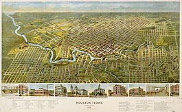 Bird's-eye view of Houston in 1891
