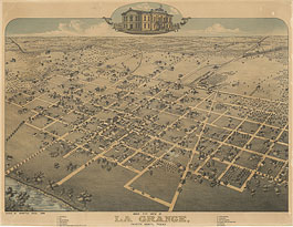Bird's-eye view of La Grange in 1880
