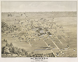 Bird's-eye view of McKinney in 1876