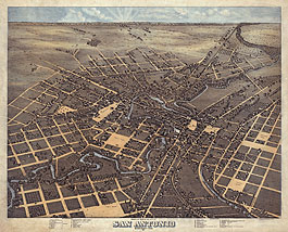 Bird's-eye view of San Antonio in 1873