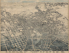 Bird's-eye view of San Antonio in 1886