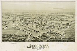 Bird's-eye view of Sunset in 1890