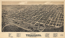 Bird's-eye view of Texarkana in 1888