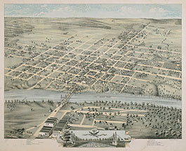 Bird's-eye view of Waco in 1873
