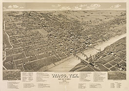 Bird's-eye view of Waco in 1886