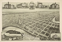 Bird's-eye view of Wichita Falls in 1890